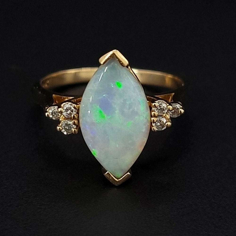 10k Australian Opal diamond accent ring size 7.5